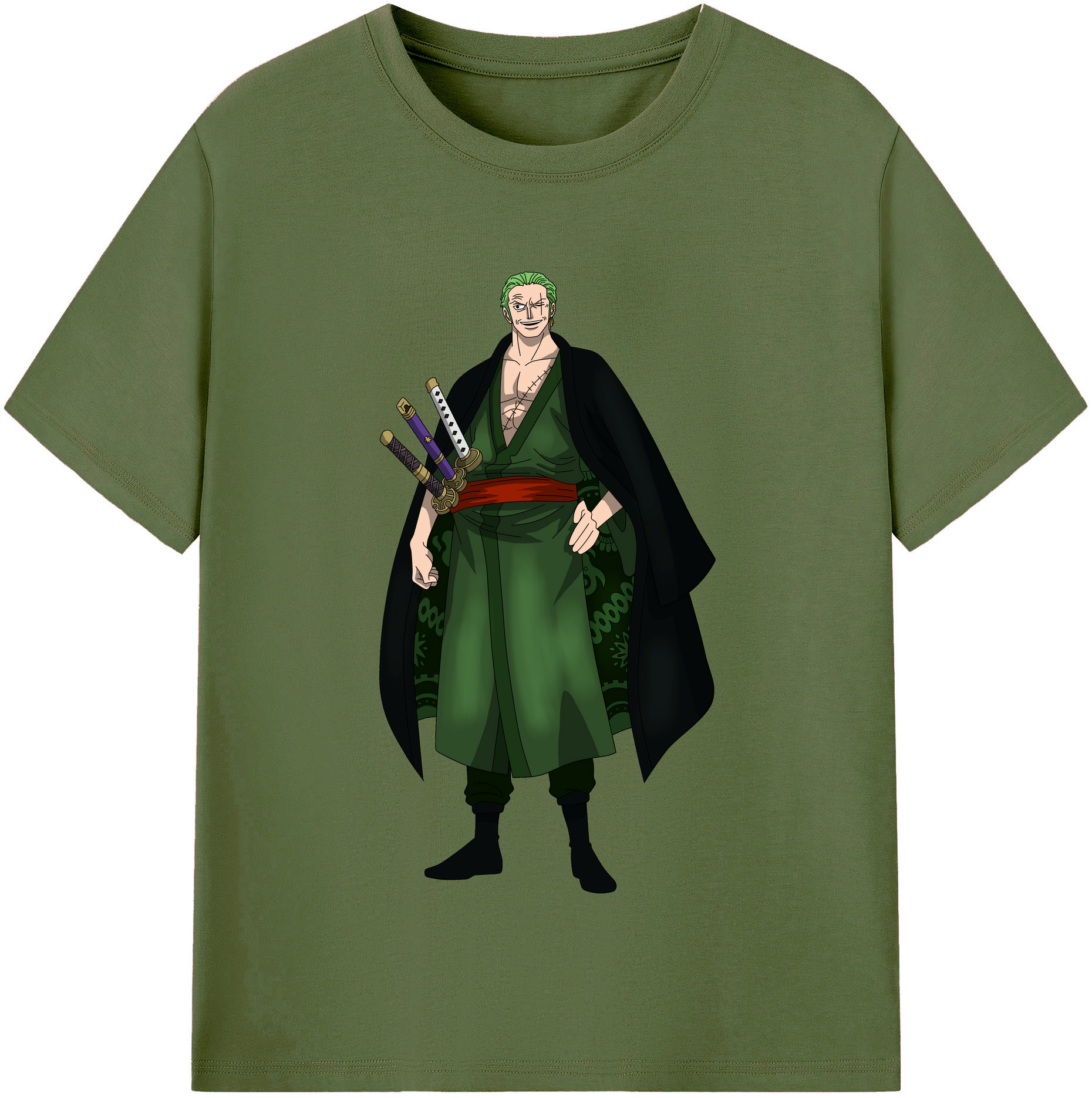 ワンピース ロロノア・ゾロ ONE PIECE Roronoa Zoro 綿100％半袖Tシャツ（フロントプリント）